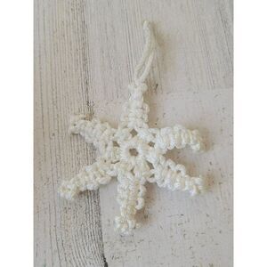 Handmade crochet white snowflake ornament Xmas decor